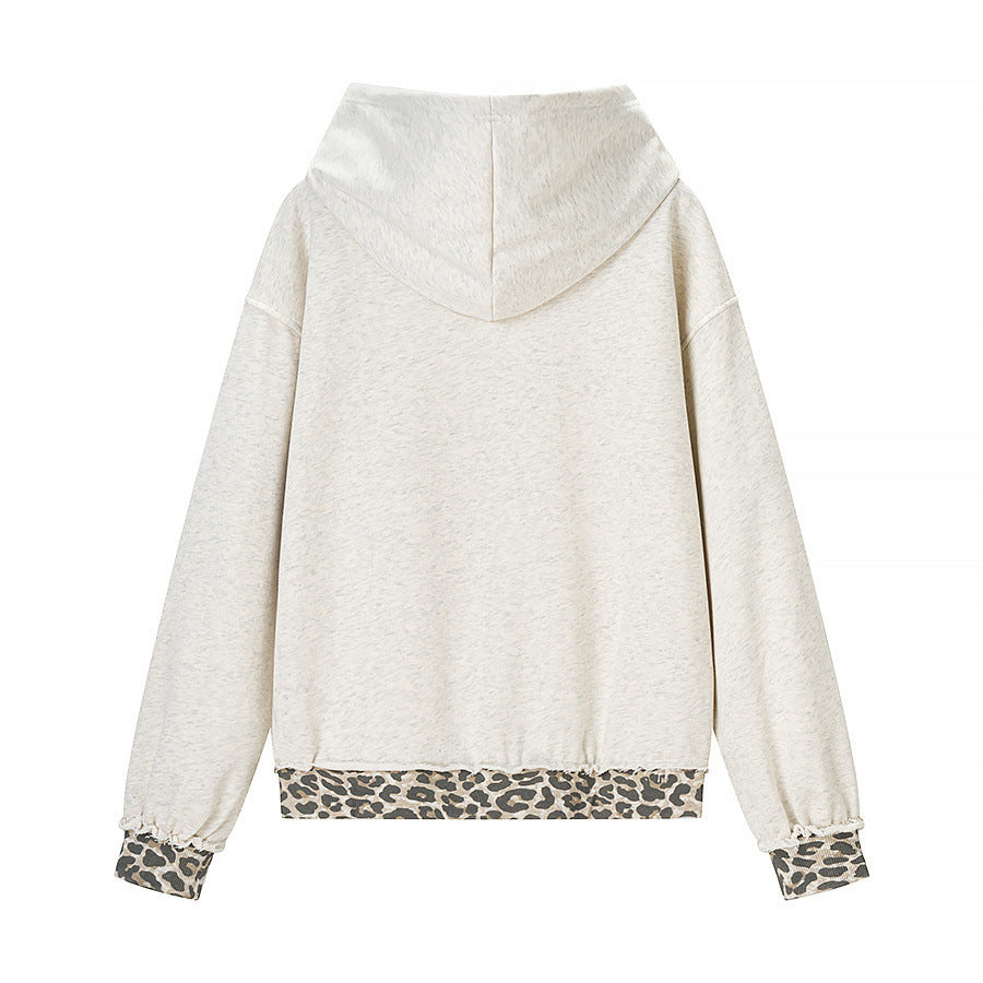 Kvinders afslappede hoodie med leopardprint-WBM
