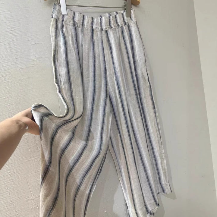 Dame Relaxed Fit Stribet Linned Culottes Stilla