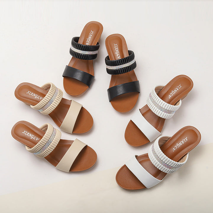Dame Wedge-sandaler med fashionable remme og glitrende accenter Stilla