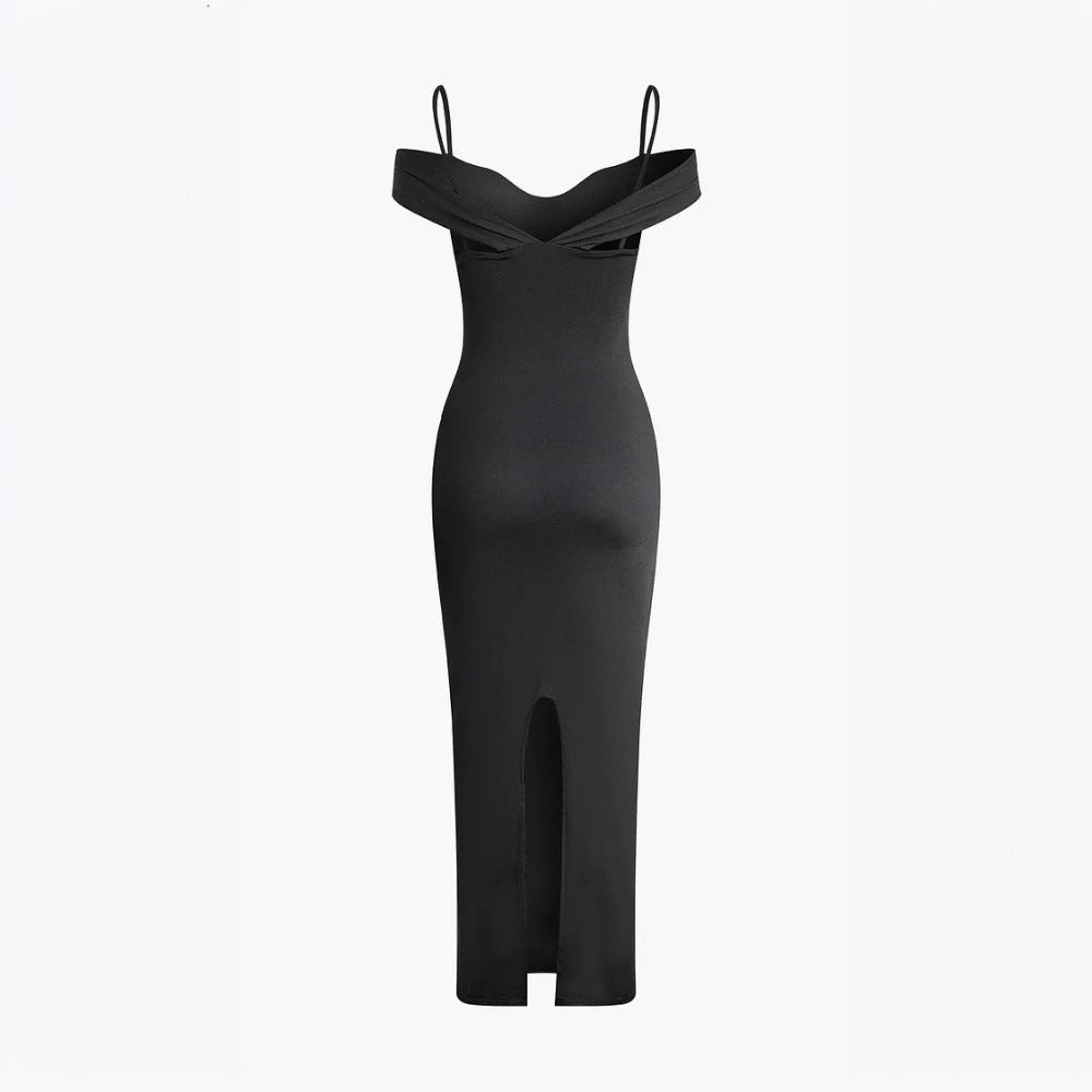 Kvinders Cut-Out Maxi Kjole med Skuldre Detaljer Stilla
