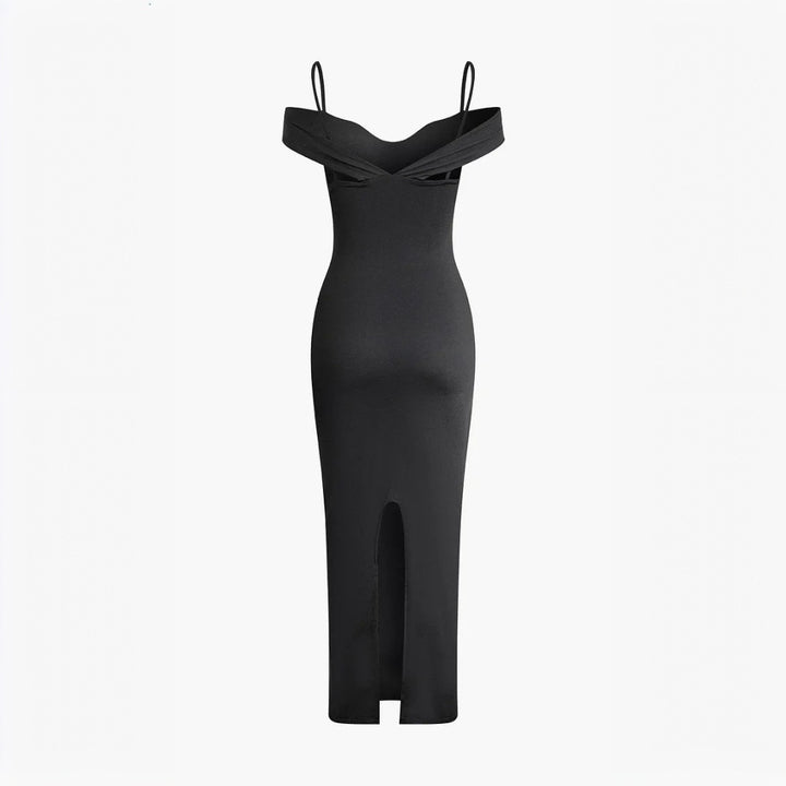 Kvinders Cut-Out Maxi Kjole med Skuldre Detaljer Stilla