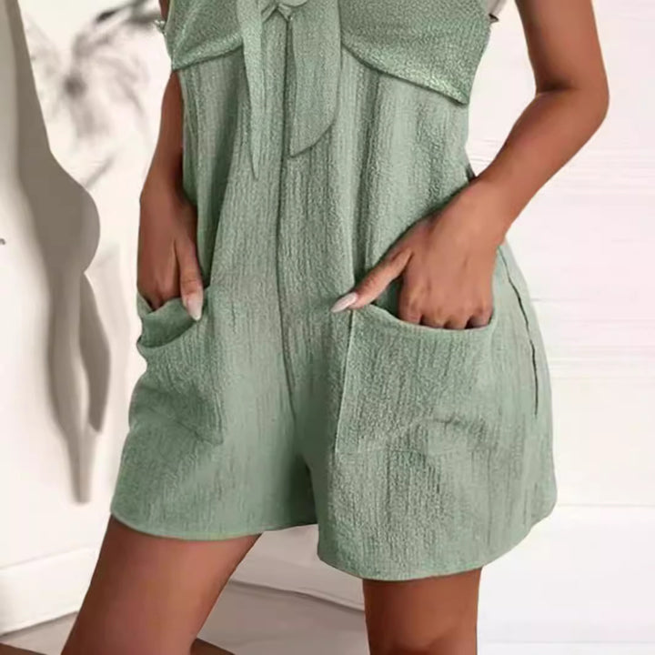 Damer Legesommer Jumpsuit med dekorative stropper og lommer Skovae