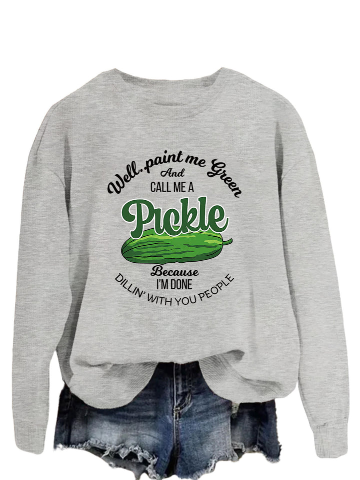 Kvinders sweatshirt med et sjovt agurkmotiv og kreativt tryk Stilla