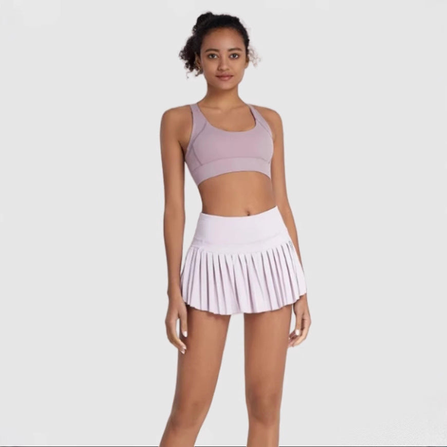 Dame Sporty Plisseret Nederdel med elastisk Talje og Sidelommer Stilla
