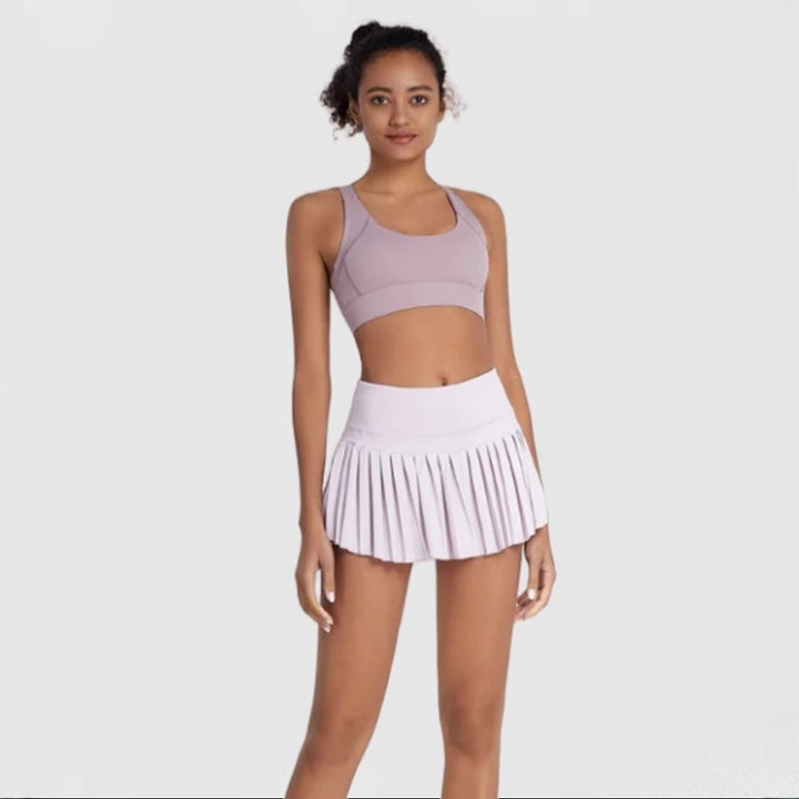 Dame Sporty Plisseret Nederdel med elastisk Talje og Sidelommer Stilla