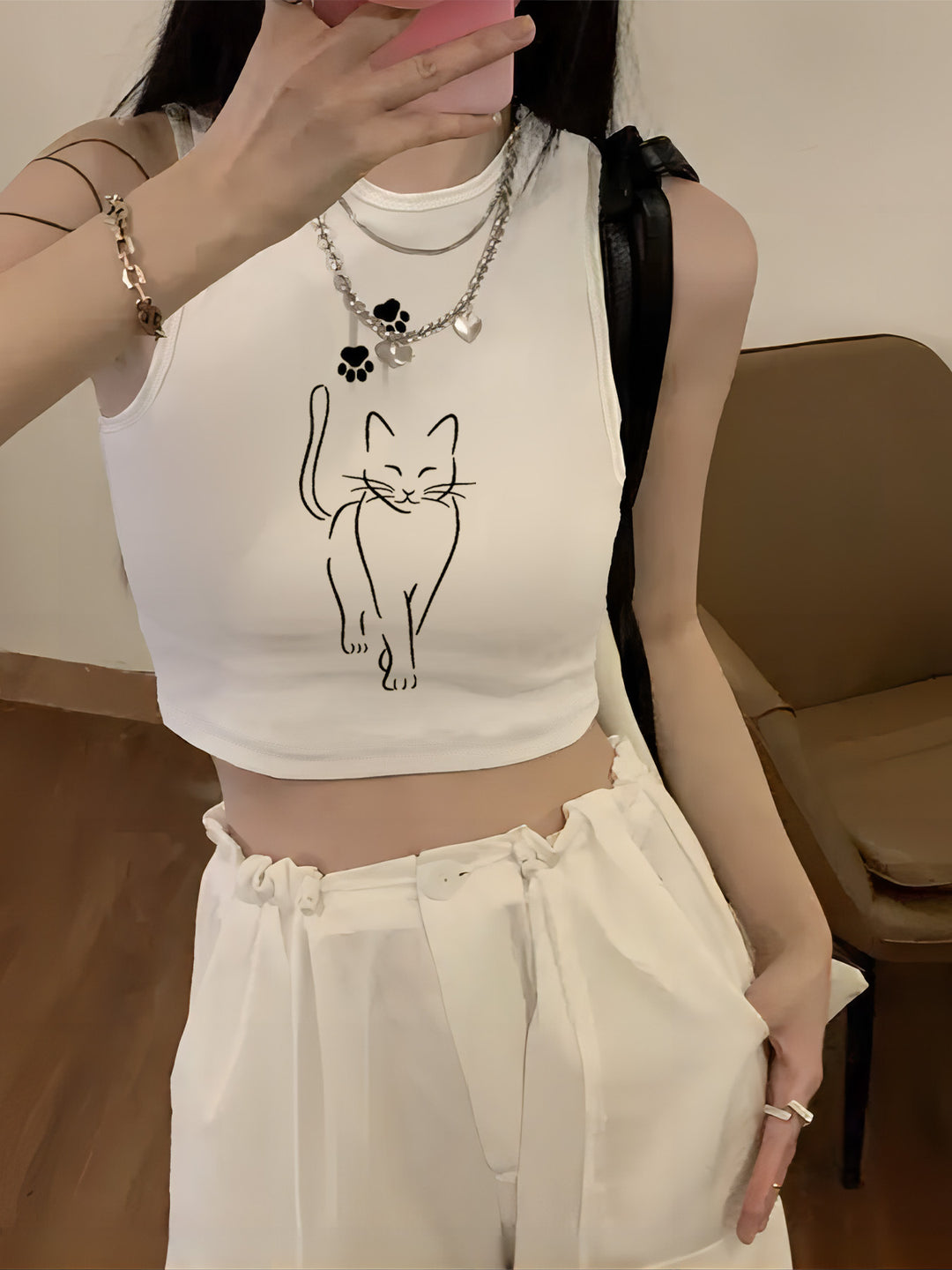 Dame Crop-Top med kreativ tekst og afslappet snit Skovae