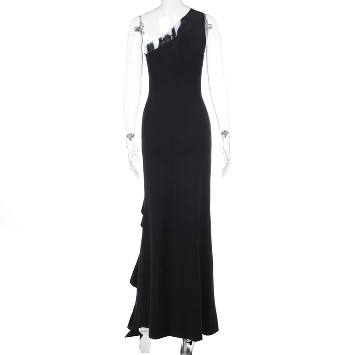 Dame Elegant Maxikjole med asymmetrisk snit og drapering Skovae