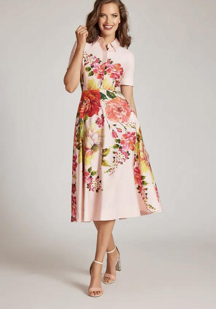 Dame Floral Print Skjortekjole Stilla