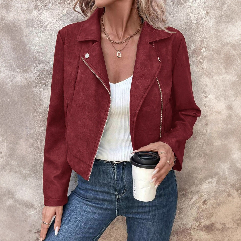 Dame casual faux leather bikerjakke med moderne snit og elegante accenter Stilla