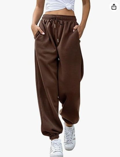 Kvinders casual sweatpants med høj talje og sidelommer med lynlås Skovae