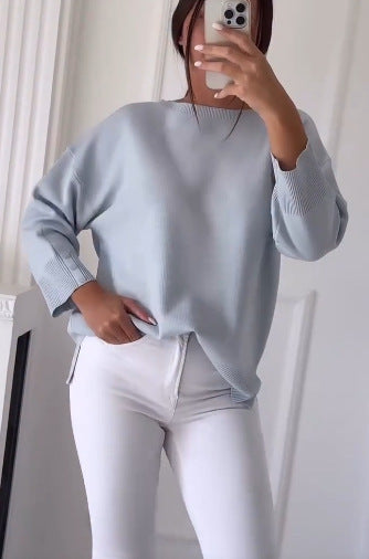 Kvinders Casual Oversized Sweater med Asymmetrisk Snit og Knapdetaljer Skovae