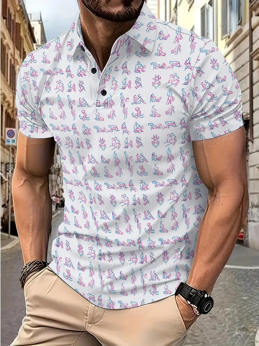 Herrer Kortærmet Poloshirt med kunstnerisk Figurdesign Stilla