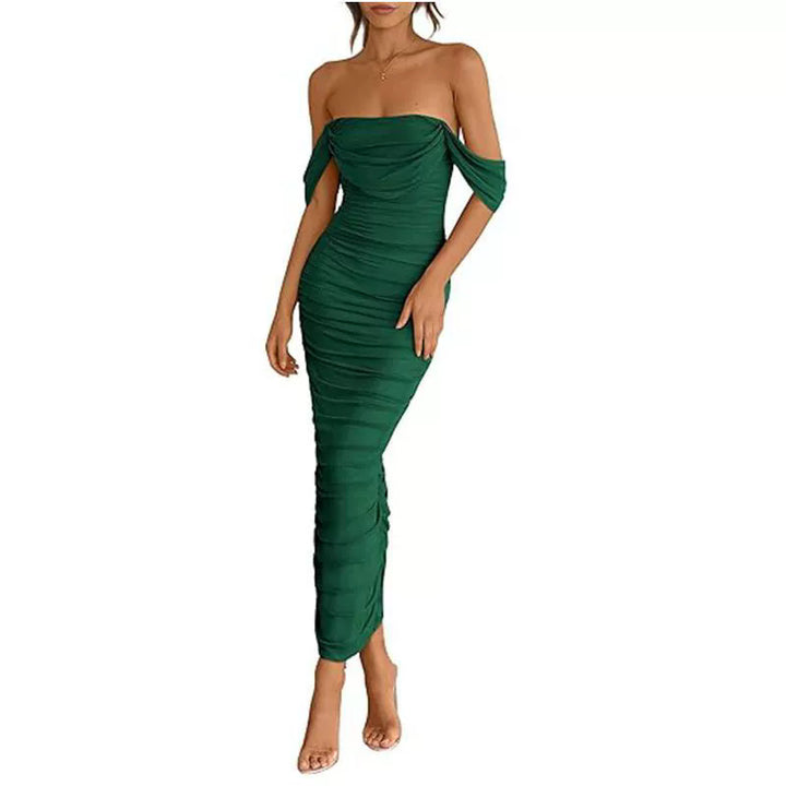 Dame Glamourøst Aftenkjole med Rynk og Off-Shoulder-Design Stilla