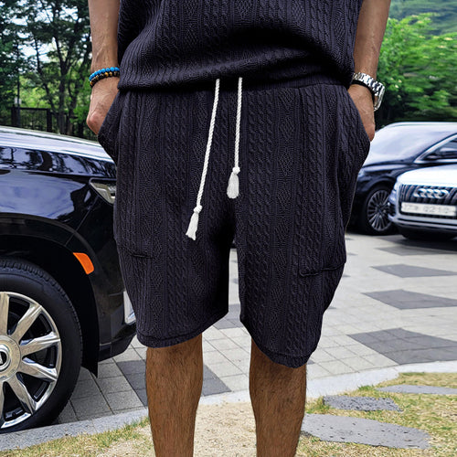 Herrer afslappede cargo-shorts med elastisk talje og praktiske lommer Stilla
