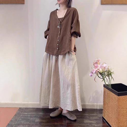 Femme Letvægts Lagdelt Maxi-Nederdel og Bluse Sæt Stilla