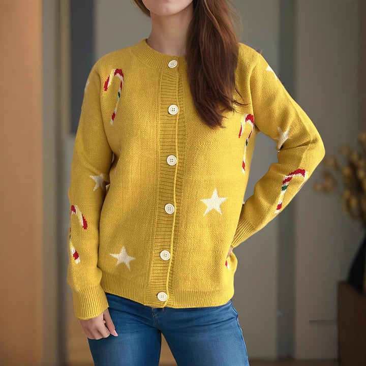 Kvindernes cardigan med festligt designerprint Stilla