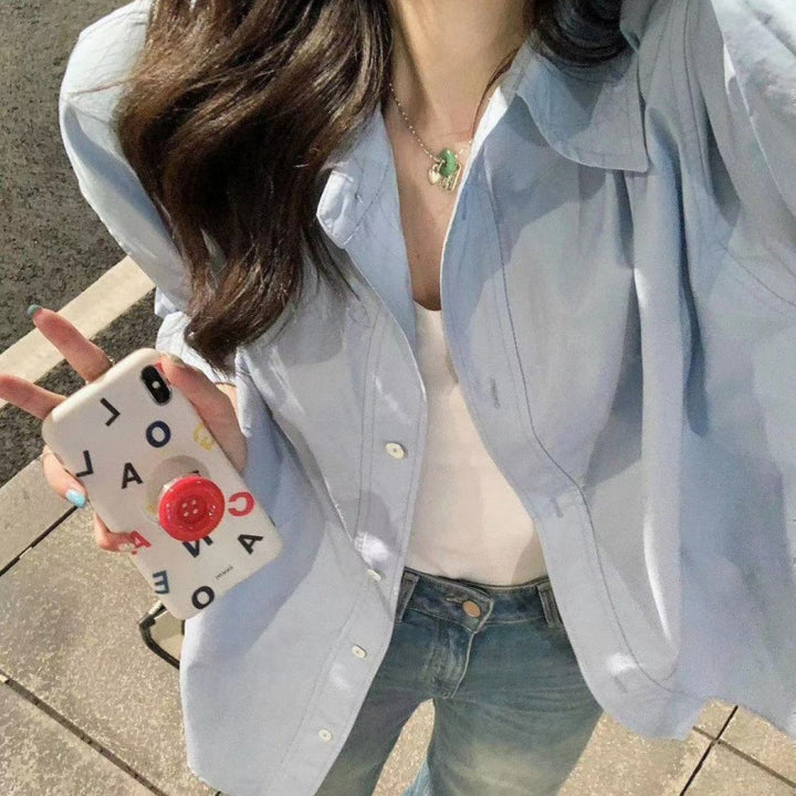 Femme Casual Letvæg Knap-Ned-Skjorte Stilla