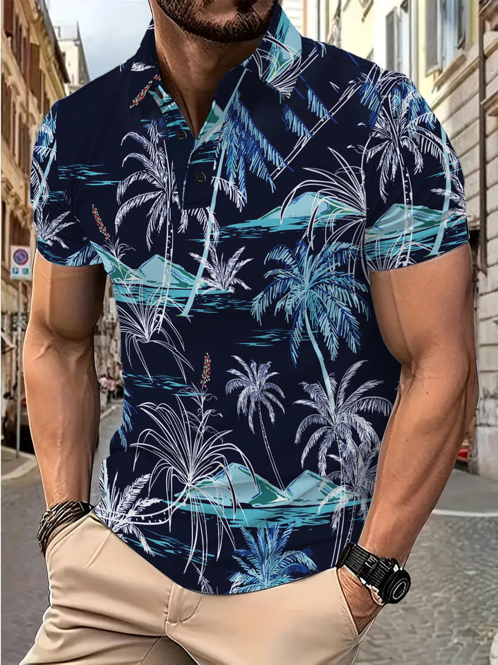 Herrer Poloshirt med tropisk palmeprint Stilla