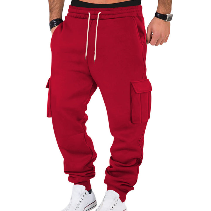 Herren casual Cargo-sweatpants med snoretræk, klaplommer og smal fodmanchet Skovae