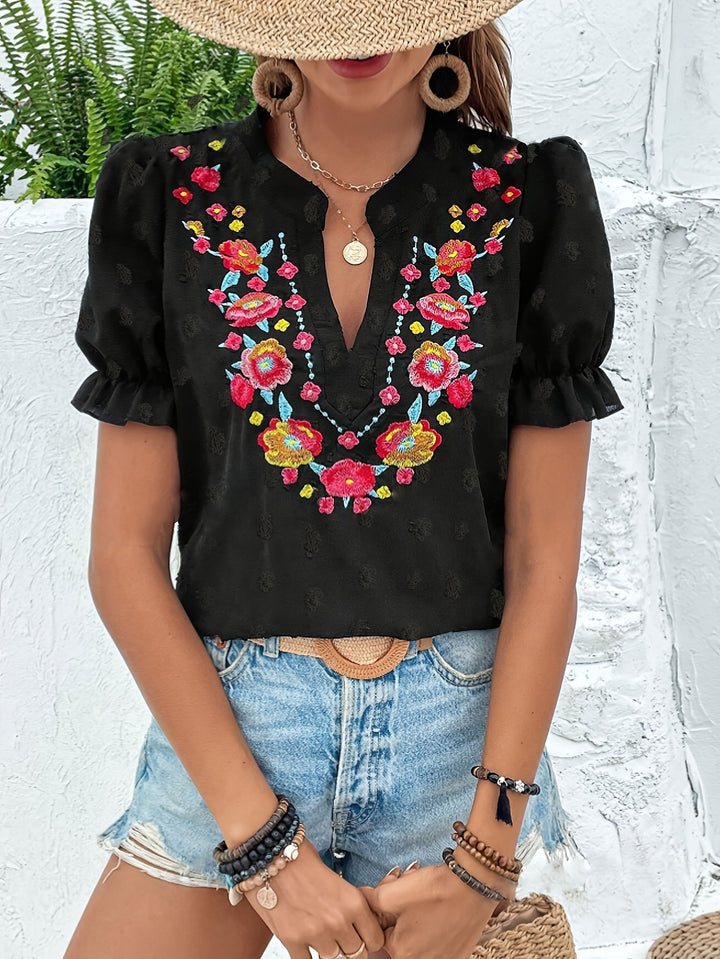 Femme Broderet Bluse Stilla