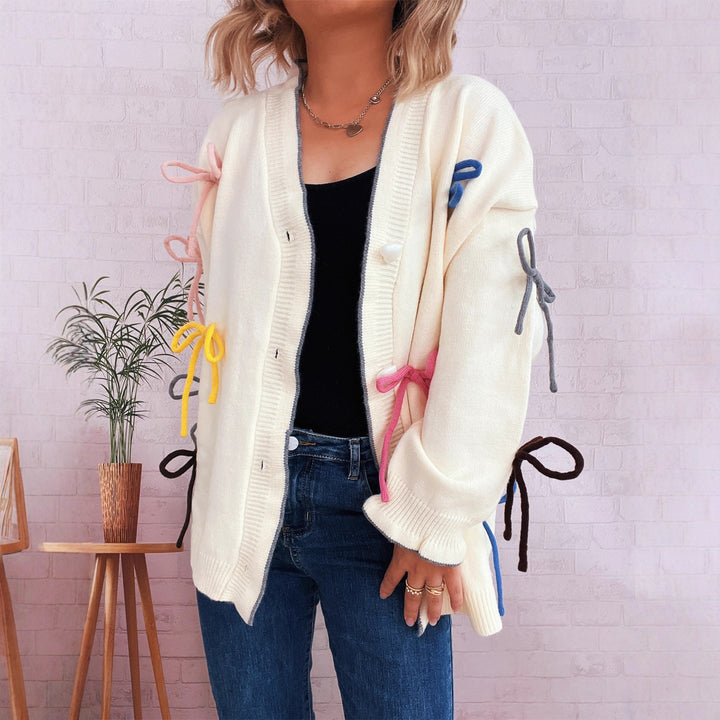 Kvinders cardigan med farverige bue accenter og oversized snit Stilla