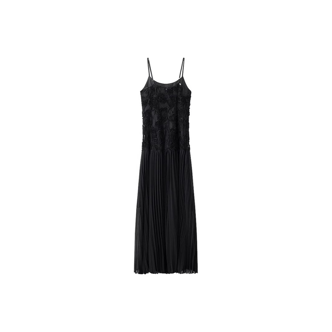 Dame elegant maxikjole med raffineret plisséfold-design og blomstret overdel Stilla