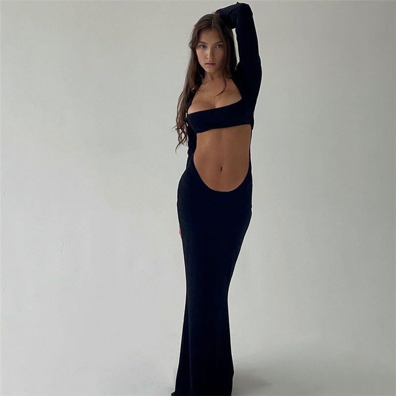 Damer elegant Maxikjole med cut-out-detaljer og lange ærmer Stilla