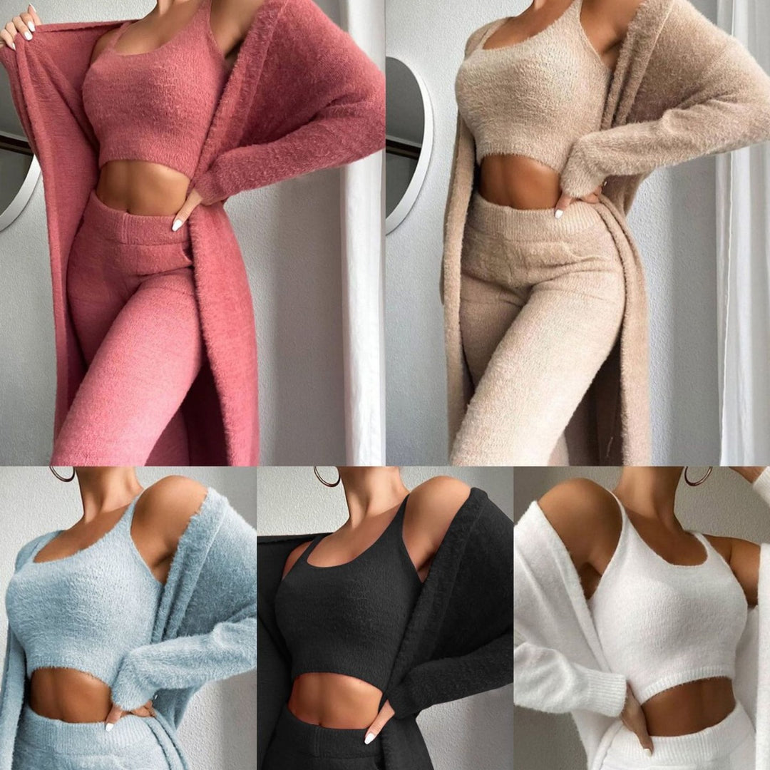Dame Loungewear-sæt med fluffy materiale Stilla