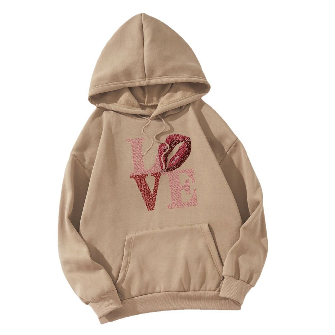 Kvinders hoodie med kreativ læbe-design Skovae