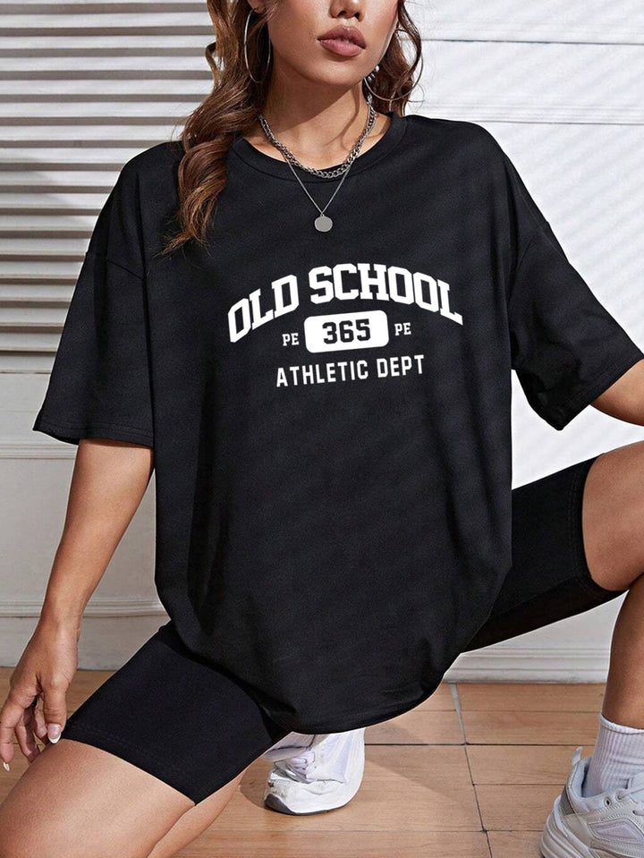 Dame oversized Atletisk T-shirt med kreativ grafisktryk Stilla