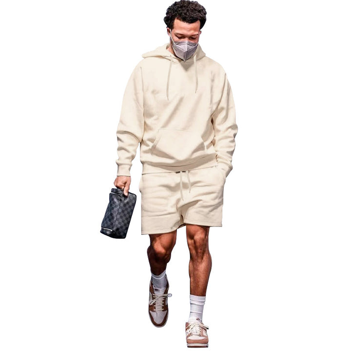 Herre afslappet hoodie- og shorts-sæt i åndbart materiale med praktiske lommer Stilla