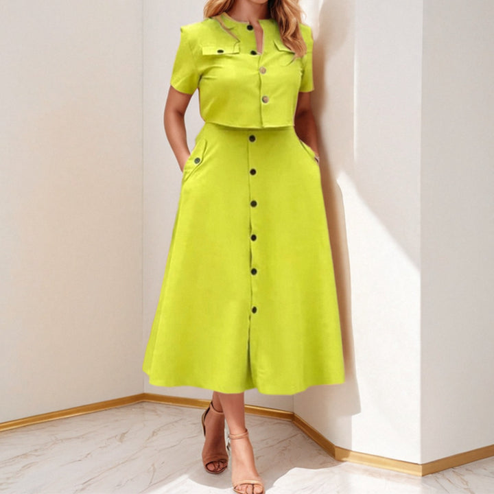 Dame Maxikjole med cropped overdel og praktiske lommer Stilla