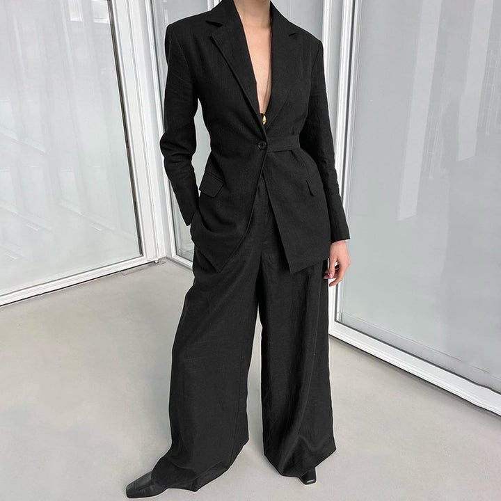 Damer Elegant blazer- og bukseensemble med vide ben og smart snit Stilla