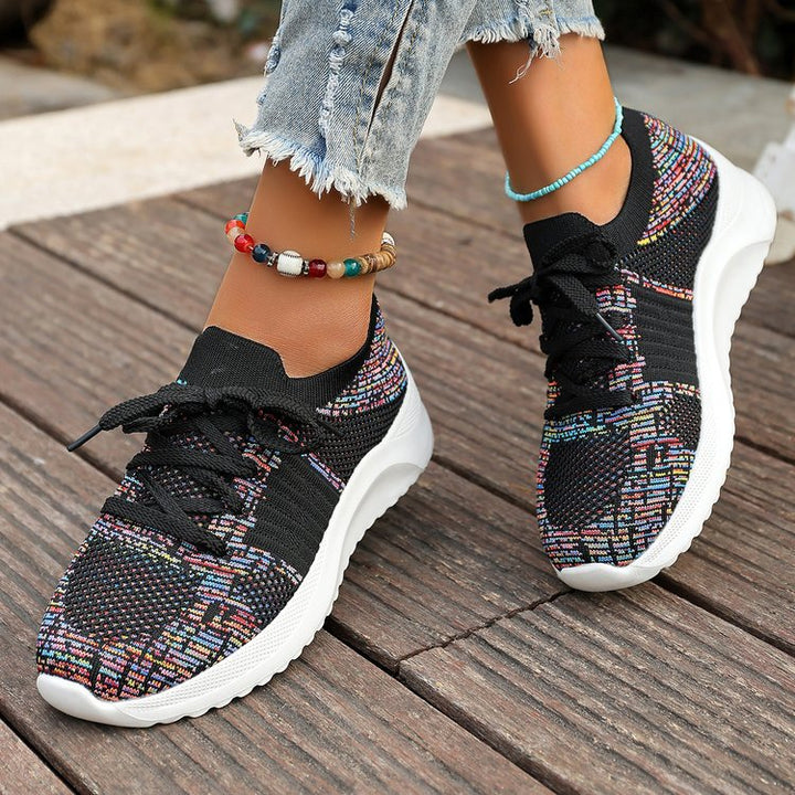 Dame Sporty Sneakers med åndbart strik-overflade og polstret sål Stilla