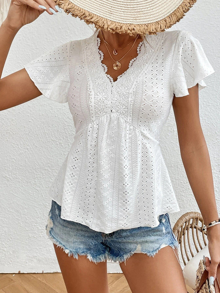 Dame elegant blonde bluse med voluminøse ærmer Stilla