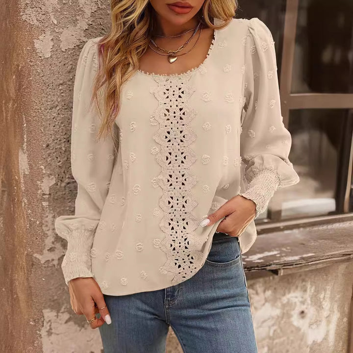 Dame romantisk spidsbluse med dekorativ broderi Stilla