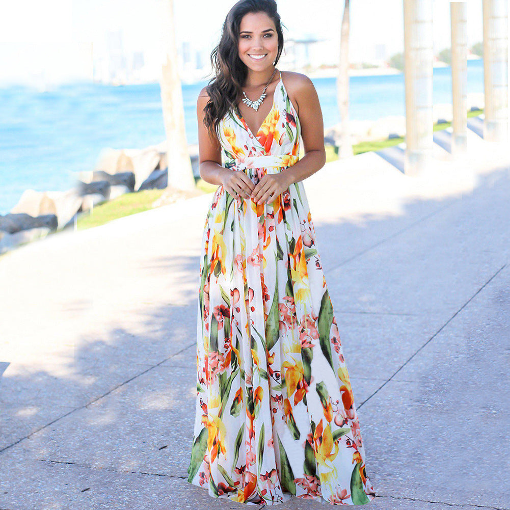 Stilla | Trendy Forår Sommer Print Cami Strandkjole