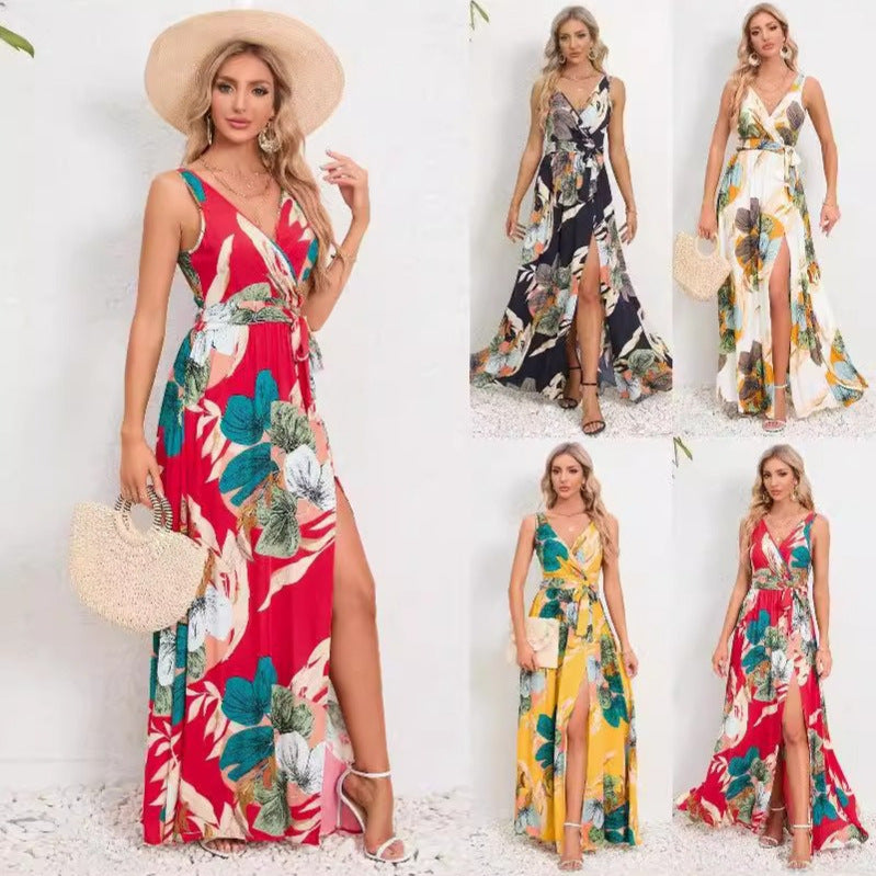 Dame omslagkjole med blomsterprint Stilla