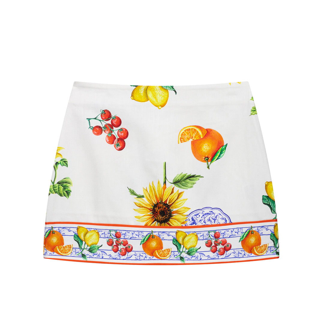Femme Fun Frugt Trykt Mini Nederdel Stilla