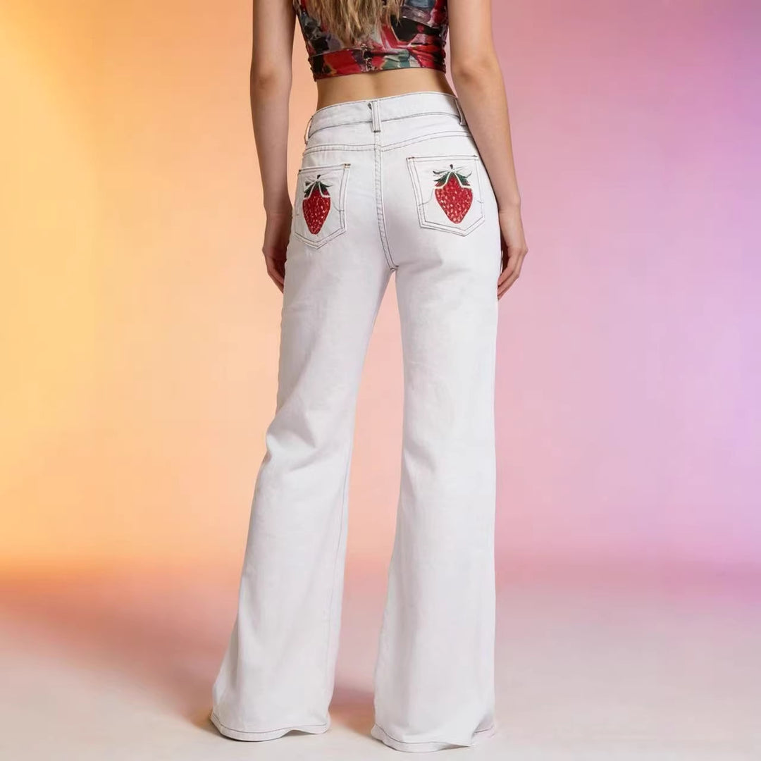 Dame flared jeans med høj talje og elegante sømdetaljer Skovae