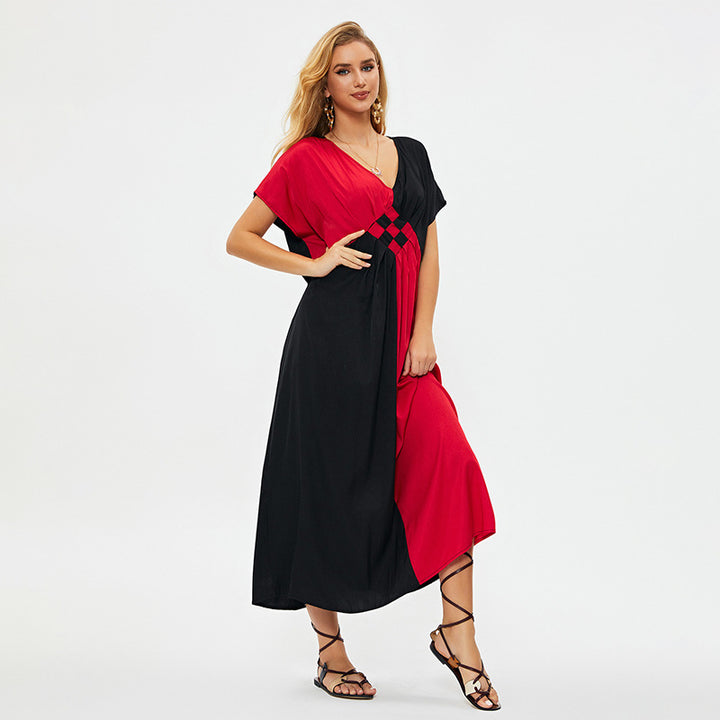 Dame Maxikjole med raffineret Colorblock-design Stilla