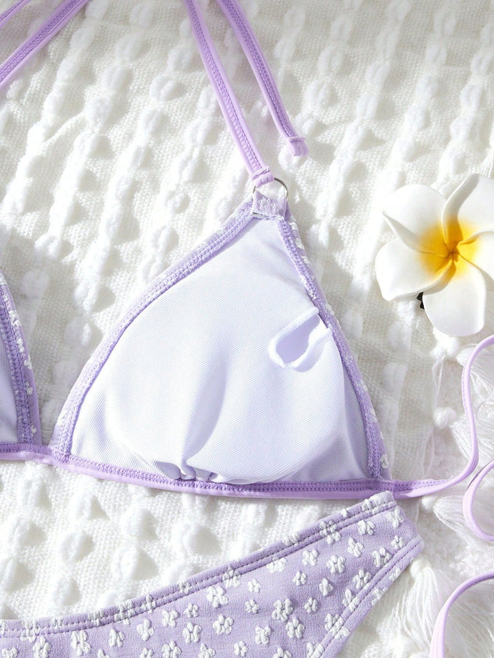 Dame Spids-Detail Trekant Bikini Sæt Stilla