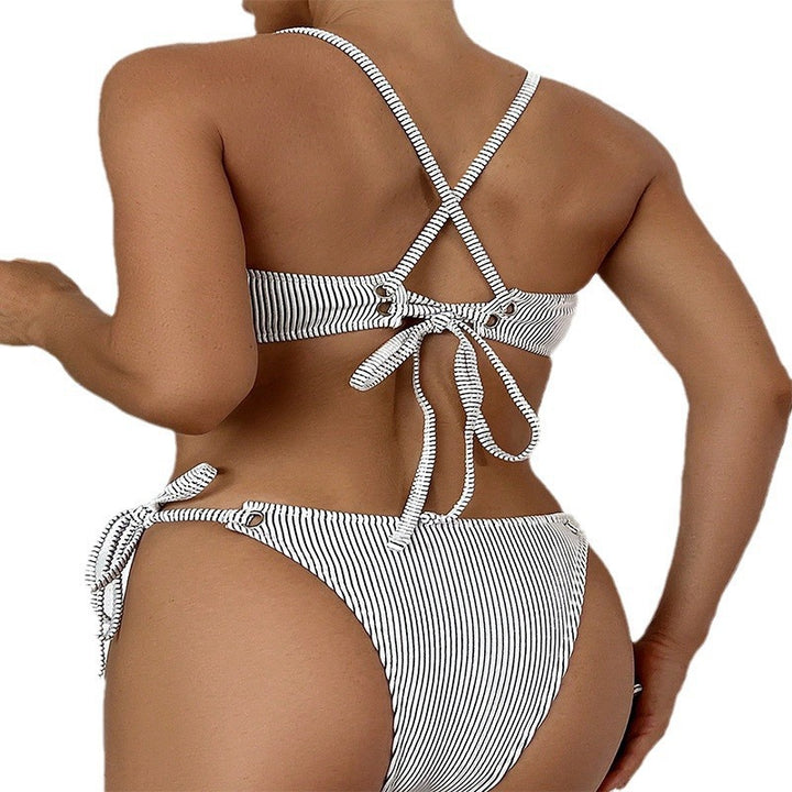 Dame Bikini-sæt med struktureret top og elegant knude-detalje Stilla