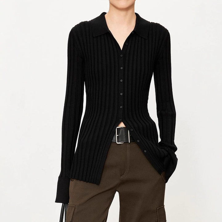 Kvinders ribstrikkede skjorter med slim fit Stilla