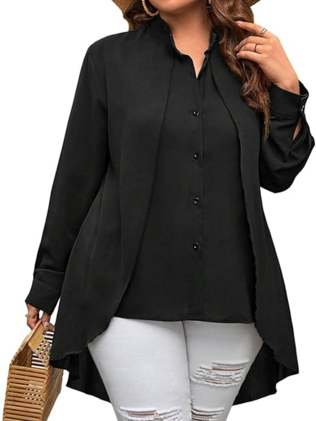 Dame Midi Blusejakke med asymmetrisk snit Stilla