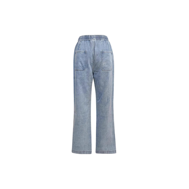 Dame casual loose denim pants with elastic waistband Skovae