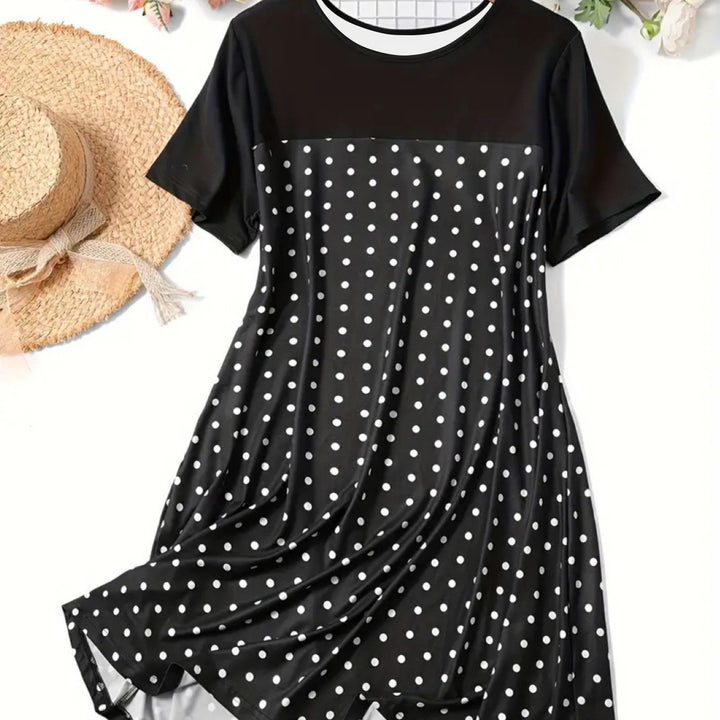Dame Polka Dot Sommerkjole med afslappet snit og blødt materiale Stilla