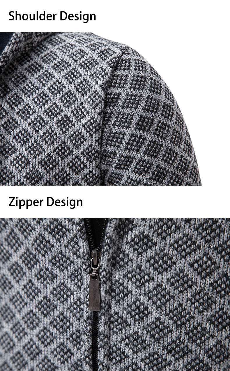 Herrer Textureret Zip-Up Hoodie med mønsterdesign Stilla