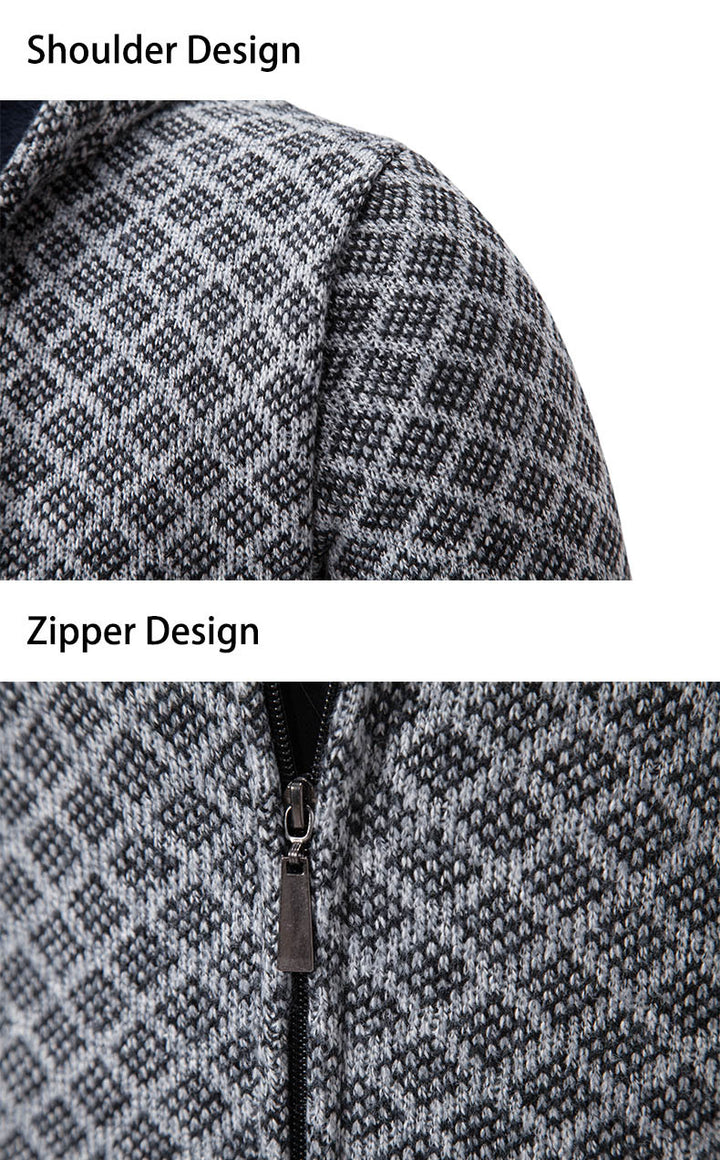 Herrer Textureret Zip-Up Hoodie med mønsterdesign Stilla