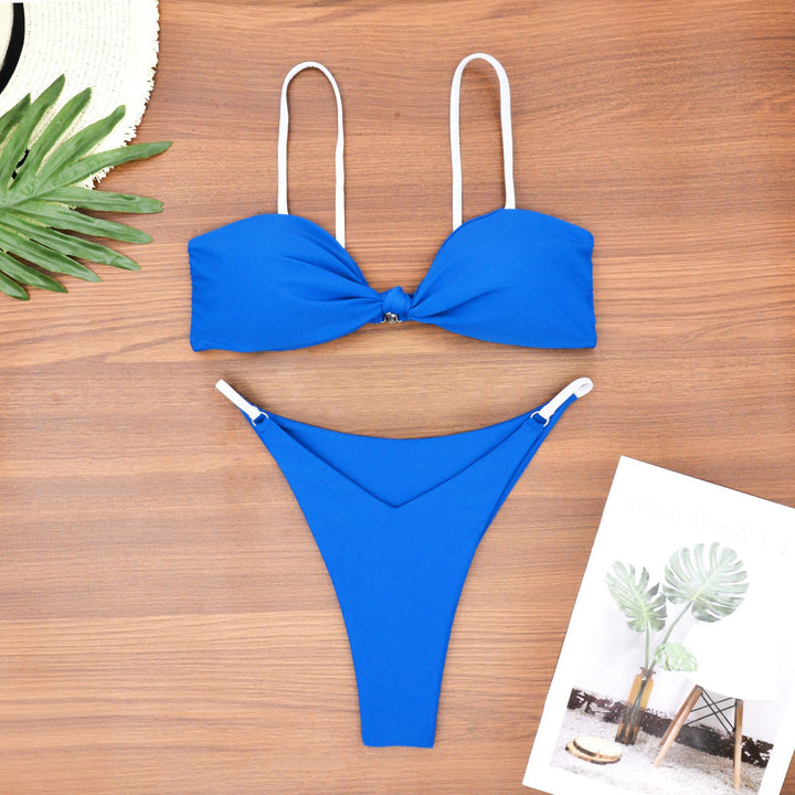 Dame Bandeau-bikini med trendy knude-design og hudvenligt materiale Skovae